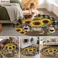 thumbnail image 5 of Round Rug 5Ft Washable Non-Slip, Yellow Sunflowers Circle Area Rugs for Living Room Bedroom, Western Star Brown Farmhouse Plaid Indoor Floor Mats Carpet Runner for Home Decor Aesthetic, 5 of 8