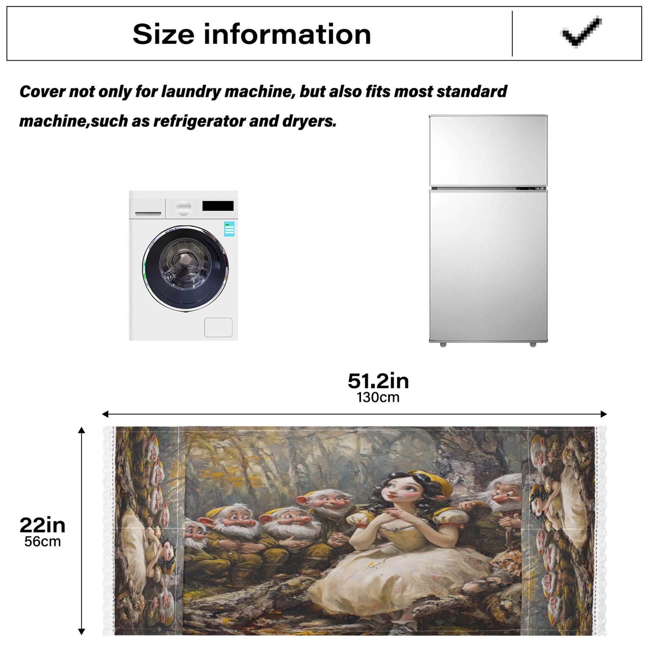 The Seven Dwarfs and Snow WhiteWasher and Dryer Covers Dust-Proof and Oil Resistant Fridge Cover with 4 Storage Pockets Washing Machine Top Cover for Laundry Kitchen Home 51.2 x 22 In