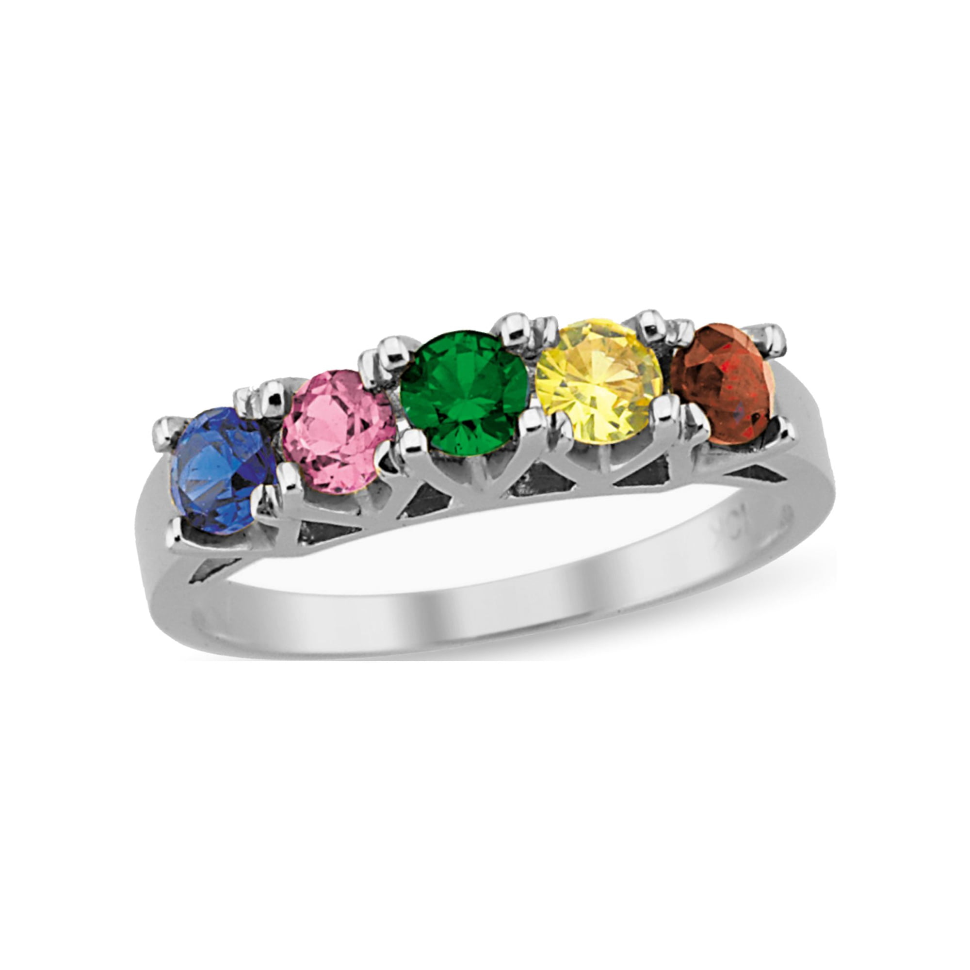 Personalized Birthstone Family Band Ring in Sterling Silver by Jewlster