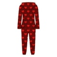 thumbnail image 5 of FRSASU Womens Fleece Onesies Pajamas Jumpsuit Love Heart Printed Warm Romper Sleepwear One Piece Zipper Hooded Playsuit Loungewear Wine, 5 of 5