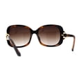 thumbnail image 2 of Womens Jewel Buckle Ribbon Hinge Butterfly Designer Sunglasses Tortoise Brown, 2 of 4