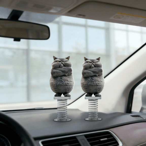 1/2/6PC Funny Cute Shy Kitty Bobble Figurines, 2D Flat Acrylic Shaking Animals Table Decoration, Colorful Cats Bobblehead Ornament, Portable Car Interior Accessories, Home Office Party Decor, 10.5cm