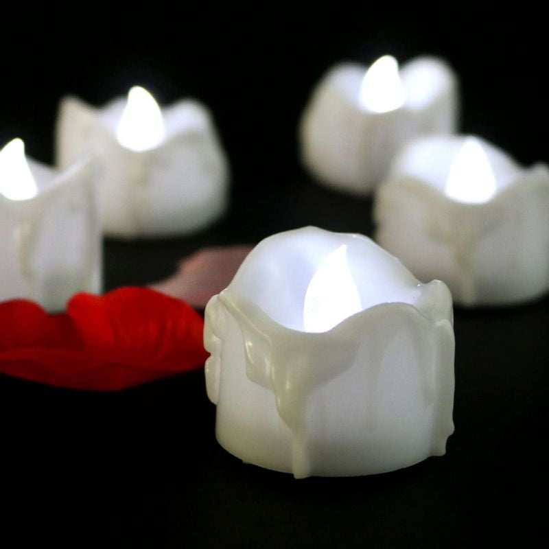 12pcs Flickering Flameless Candles Led Tea Lights with Timer Battery Operated 