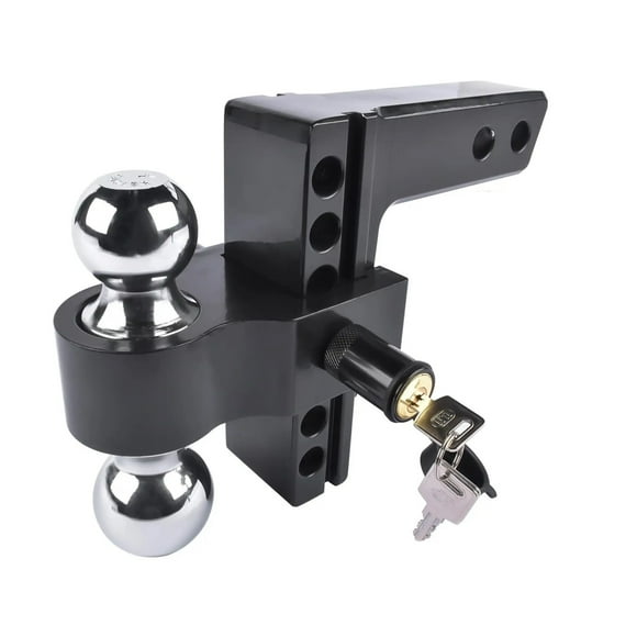 AP03 Black Adjustable Trailer Hitch, Fits 2-Inch Receiver, 6-Inch Drop/Rise Aluminum Drop Hitch -Tow Hitch For Heavy Duty ,Weatherproof Double Locking Hitch Pin