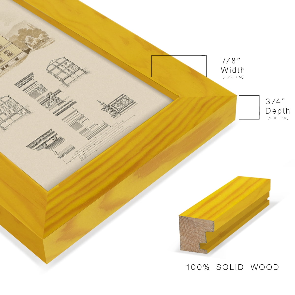Estate and Plan II -Framed Print w/glass-Sunflower Yellow