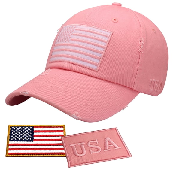 ANTOURAGE American Flag Distressed Vintage Tactical Baseball Hat for Men & Women 2 Patriotic Patches