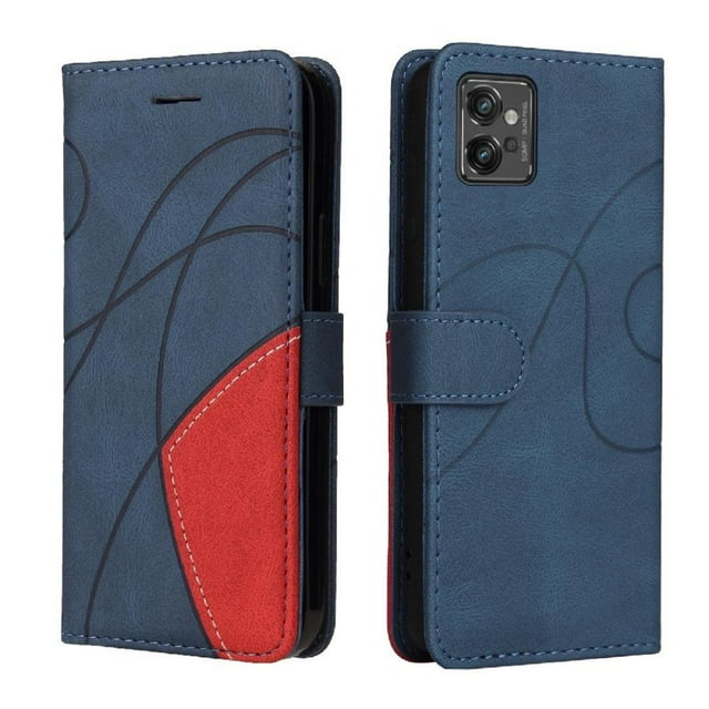 GANGXUN Flip Case for Motorola G32 – Leather Wallet Cover with Card Slots, Kickstand & Color Stitching Protective Folio