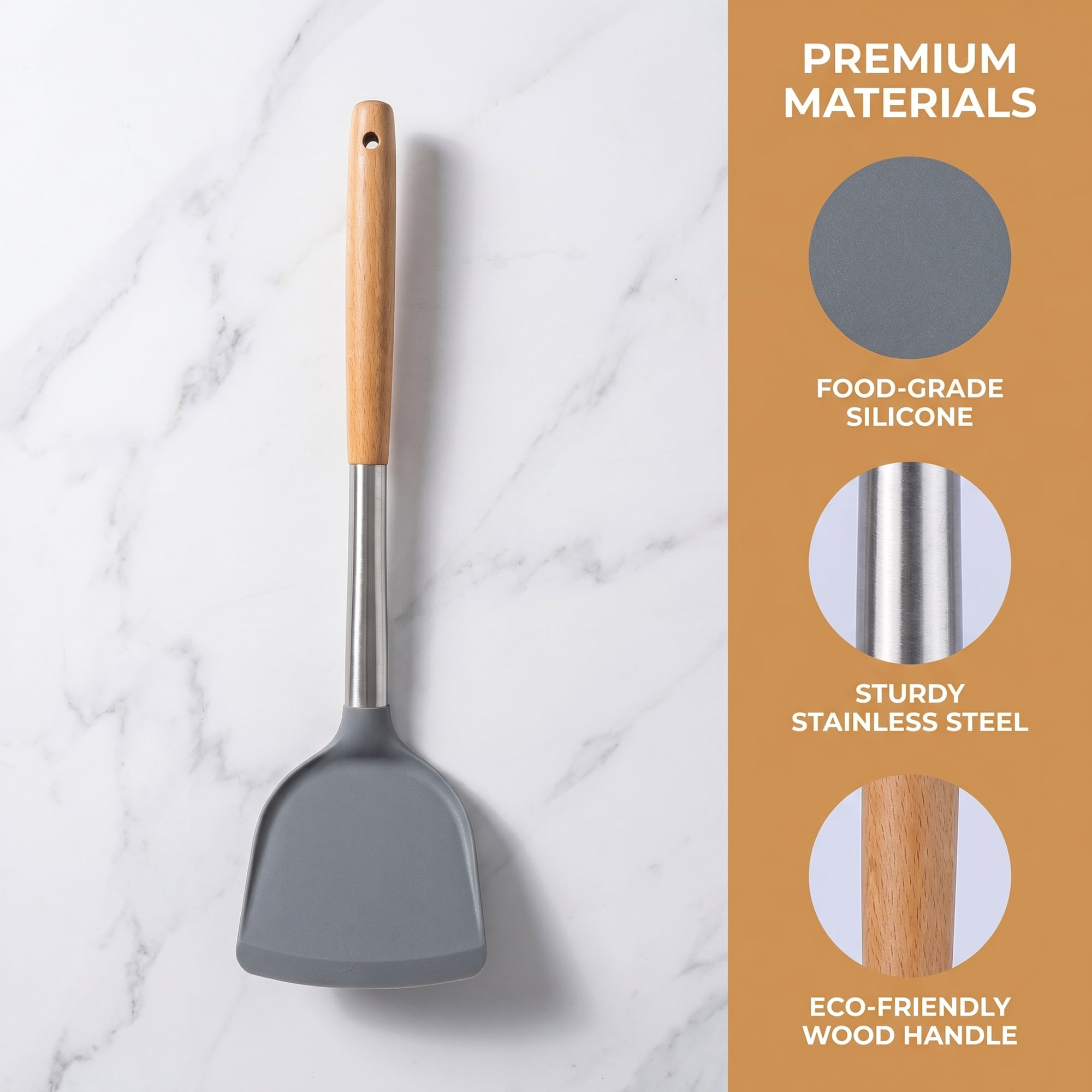 Unique Bargains Kitchen Utensil, Heat-Resistant Spatula for Flipping Gray-A 13.8x3.9 in