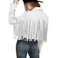 thumbnail image 2 of Lisingtool Jackets for Women Ladies Fashion Solid Color Fringe Faux Suede Leather Jacket Fashion Fringe Motorcycle Cropped Jacket Womens Fall Tops White, 2 of 5