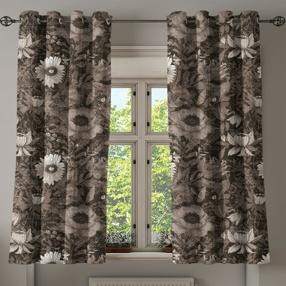 Ambesonne Grommet Curtain, , 50"x60", Taupe and Dark Brown