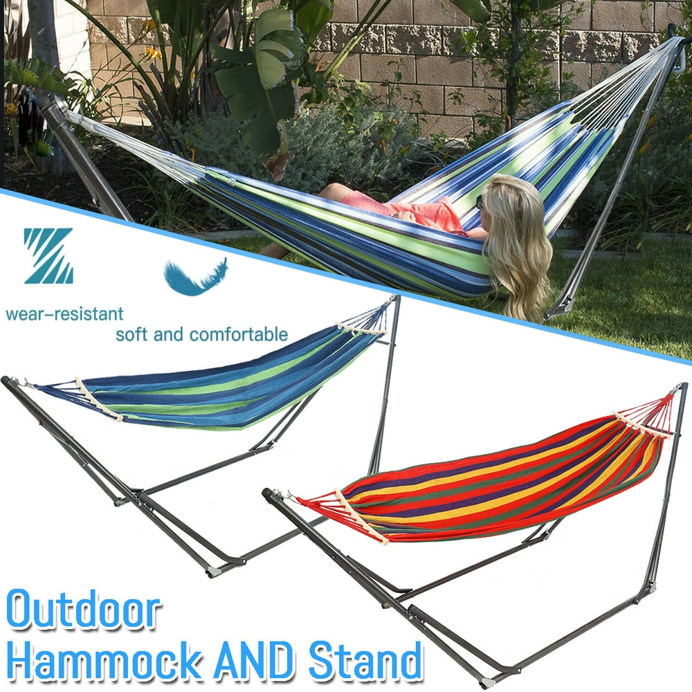 Portable Hammock With Stand Double Two Person Folding Adjustable Space