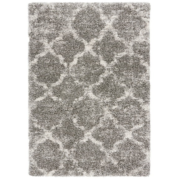 SAFAVIEH Hudson Shag Jacqueline Quatrefoil Area Rug, Grey/Ivory, 5'3" x 7'6"