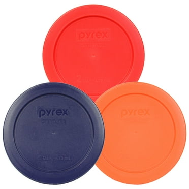 Pyrex Replacement Lid 7200-PC Trio in Dark Blue, Orange, and Red for Pyrex 7200 2-Cup Bowl (Sold Separately)
