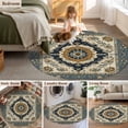 thumbnail image 5 of Round Rugs 3Ft, Orange Blue Boho Round Area Rug Washable Indoor Throw Carpet, Vintage Southwestern Geometric Ethnic Small Non Slip Circle Rug for Bedroom Living Room Home Decor Aesthetic, 5 of 8