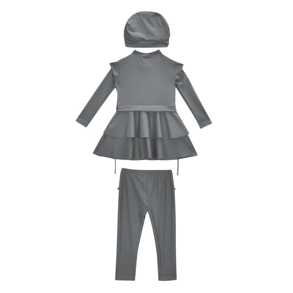 Kids Girls Rash Guard Swimsuit Set Full Cover Swimsuit Girls 3 Piece Swimwear Beachwear Top Pants Cap Quick Dry Beach Summer Swimwear for Girls Kids Bathing Suit Girls 11-12 Years