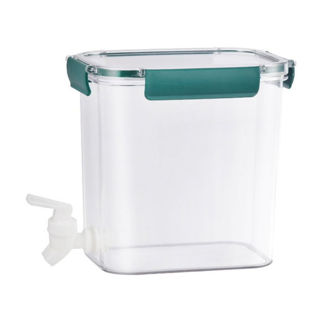(Green 3.5L) Home Refrigerator Kitchen Cold Kettle with Faucet Large Capacity Lemon Juice Kettle Cold Water Bucket (20*19.5*14CM) Material: PET