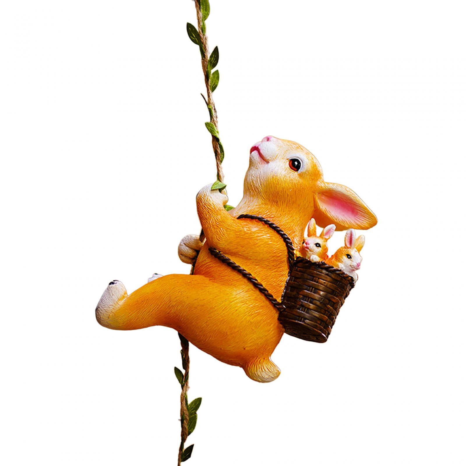 Outdoor Statues Garden Rabbit Sculpture 16x14cm Novelty Rabbit Ornament Climbing Rabbit Figurine for Balcony Landscaping Backyard Flower Bed