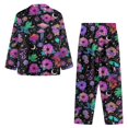 thumbnail image 4 of Renewold Hippie Mushroom Stars Long Sleeve Pajama for Women Athletic Clothing Tracksuit Bedtime Button Sleepwear 2 Pieces Durable Home Life Wear Relaxed Scoop Neck Outfits Size 2XL, 4 of 6