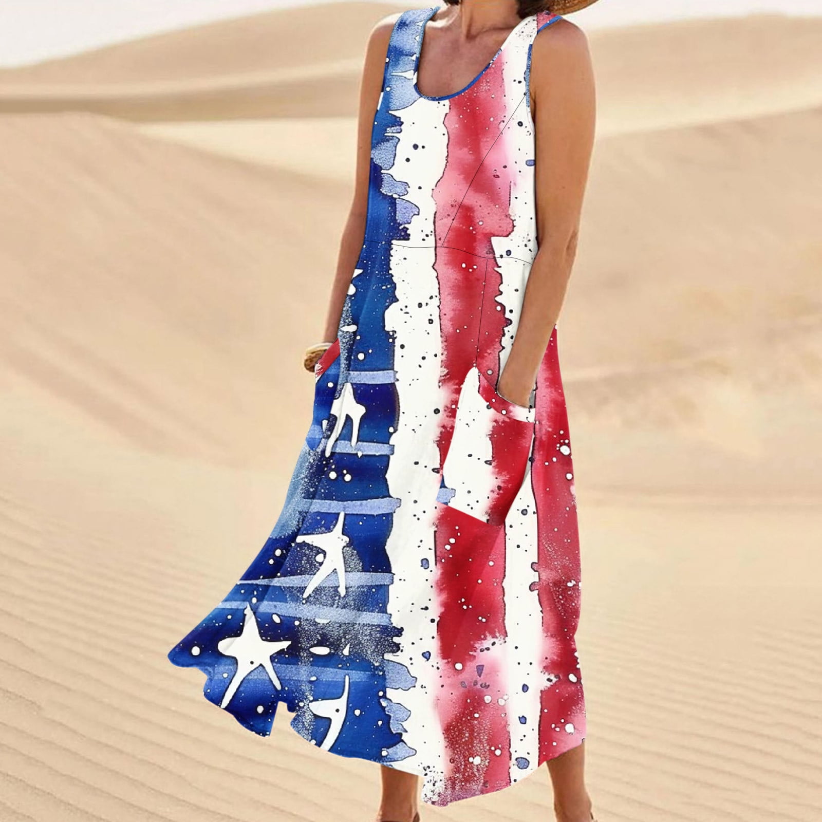 ibuvkizy Summer Dresses for Women 2025,Plus Size 4th of July Dress