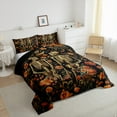 thumbnail image 3 of Feelyou Boho Skeleton Skull Bedding Comforter Set, Rustic Orange Groovy Flower Twin Comforter Sets, Hippie Gothic Romantic Reversible Bedding Set, Lightweight Room Decor, 2 Pieces, 3 of 8