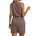 thumbnail image 2 of CALIPESSA Sleeveless Summer Short Dress for Women Drawstring Pockets Casual Mini Tank Sundress Coffee L, 2 of 5