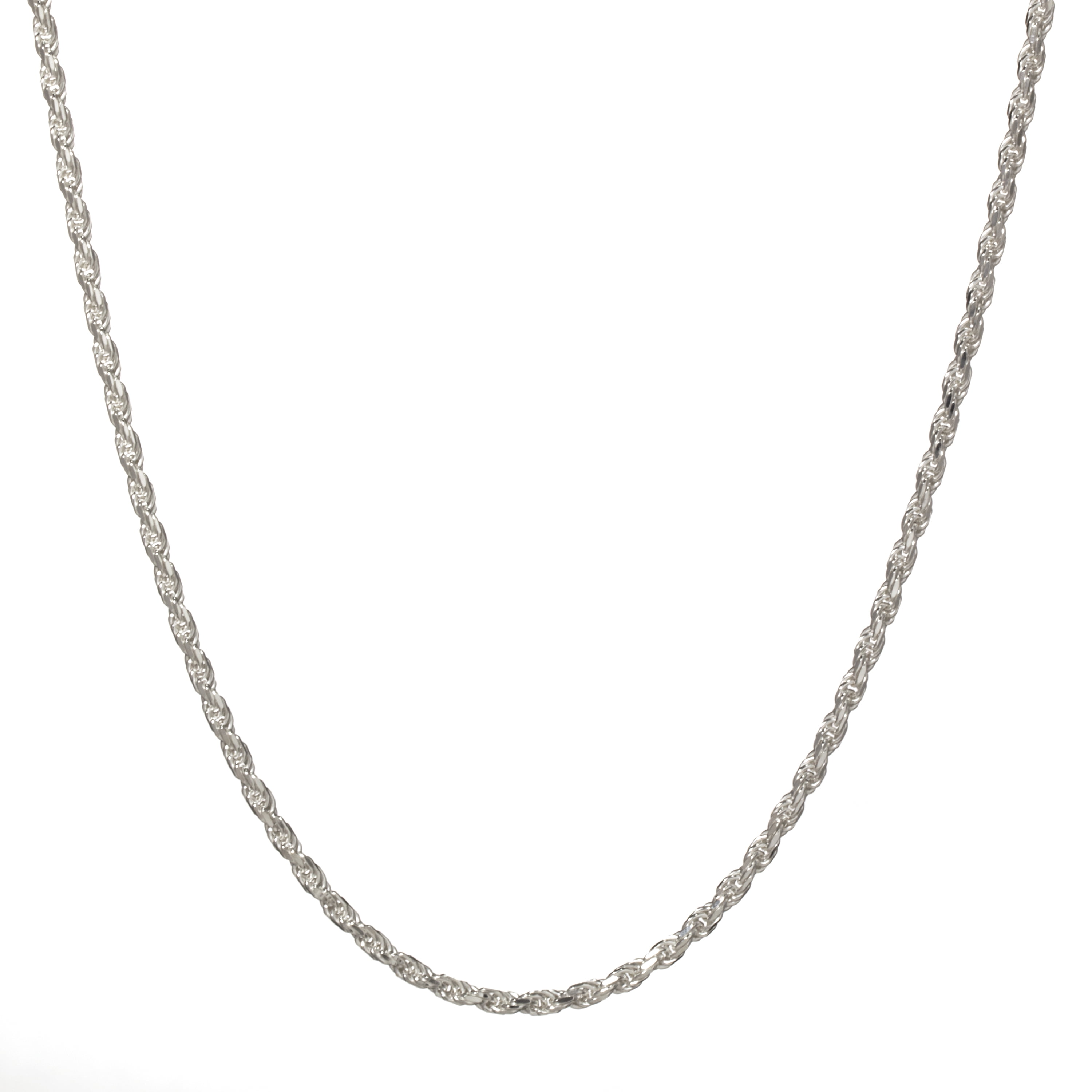 Brilliance Fine Jewelry 925 Sterling Silver Diamond Cut Rope Chain Necklace, 24"
