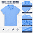thumbnail image 5 of Aideaone Boys Polo Shirt Solid Color V-Neck Casual Short Sleeve Shirts for Boys Size 7-14T, 5 of 6