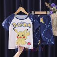 thumbnail image 1 of Conjunto de pijama de Pokémon para niños y niñas, ropa de dormir de algodón de manga corta con dibujos animados de Pikachu, jersey para el hogar, Verano qym unisex, 1 of 2