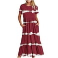 thumbnail image 1 of Fankiway Women'S Fashionable Short Sleeve Pocket Round Neck Printing Loose Long Dress Plus Size Dresses for Curvy Women Spring Dresses for Women 5776, 1 of 4