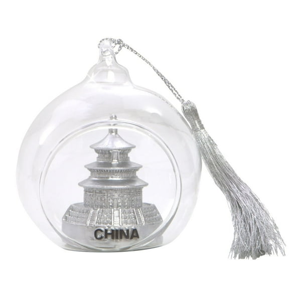 Mini Silver China Christmas Ornament Open Glass Ball