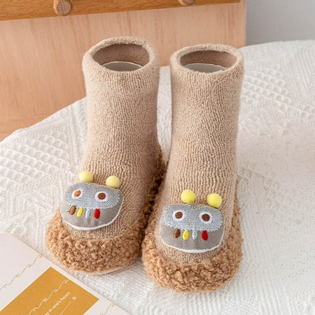 

Hunpta Toddler Shoes Infant Toddle Footwear Winter Toddler Shoes Soft Bottom Indoor Non Slip Warm Floor Bow Animal Socks Shoes