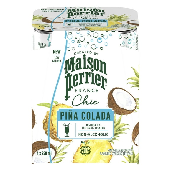 Maison Perrier MAISON PERRIER Chic Pina Colada, Non-Alcoholic, Pineapple and Coconut-Flavoured Sparkling Beverage, Low Calorie Mocktail, Ready To Drink, 1 L