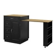 thumbnail image 5 of Noble House Bar Cabinet & Table on Wheels,Extendable Countertop with Wine Rack & Glass Holder,Black+Natural, 5 of 5