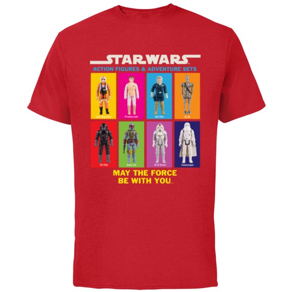 Star Wars Action Figures May The Force Be With You - Short Sleeve Cotton T-Shirt for Adults - Customized-Red
