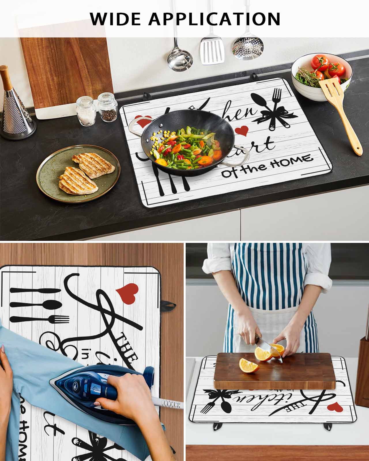 nqOlkjepod Large Induction Cooktop Protector Mat 36"x21", Kitchen Tableware Stove Top Covers for Electric Stove, Red Love Heart Black Words Vintage Stove Burner Cover Mats, Glass Top Stove Cover