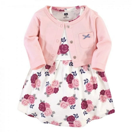 UPC: 0660168589351 | Hudson Baby Infant and Toddler Girl Cotton Dress and Cardigan 2pc Set  Blush Floral  3-6 Months
