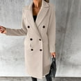 thumbnail image 2 of Manteau Caban Double pour Femmes Long Élégant Uni Hiver Mode Léger Transition Col à Revers Veste Décontractée, 2 of 6