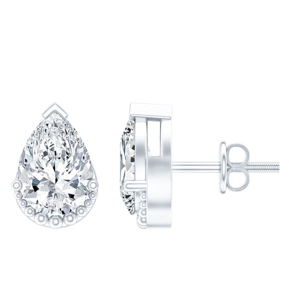 Rosec Jewels Moissanite Stud Earrings Teardrop - Wedding Earrings for Women (5x7 mm Pear Shape, D-VS1 Quality), 925 Sterling Silver