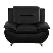 Trumanpick Leather Single Sofa Chair, Modern Comfy Sofa Couch for Living Room, Bedroom, Black