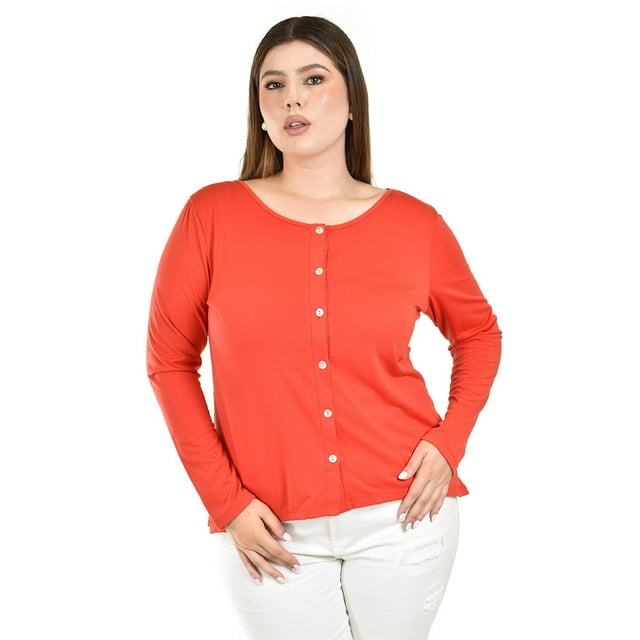 Blusa con espalda de encaje Roman Fashion / Tallas Extras, 1552 (Naranja) naranja 42