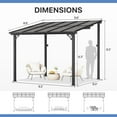 thumbnail image 4 of JolyDale 8' x 10' Gazebo for Patio, Small Wall-Mounted Lean to Outdoor Hardtop Gazebo with Roof,Black, 4 of 8