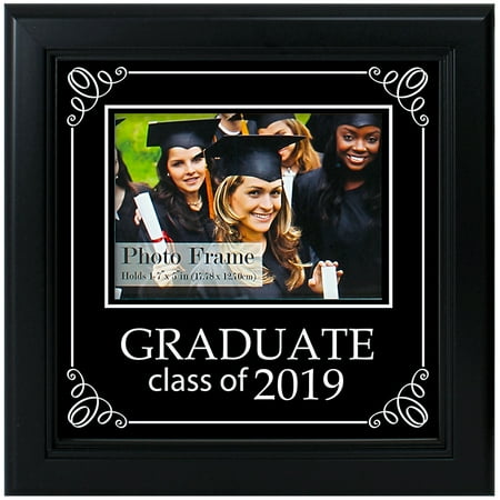 Lead Crystal Picture Frames Crystal Art Gallery Class of 2019 Photo Frame, College Graduation Decoration, Attached Easel, Black, 9 1/2