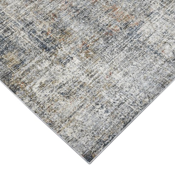 HomeRoots 532342 8 ft. Abstract Power Loom Runner Rug, Gray & Orange