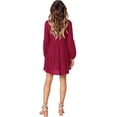thumbnail image 2 of Women Tunic Dress V Neck Casual Loose Flowy Swing Shift Dresses, 2 of 2
