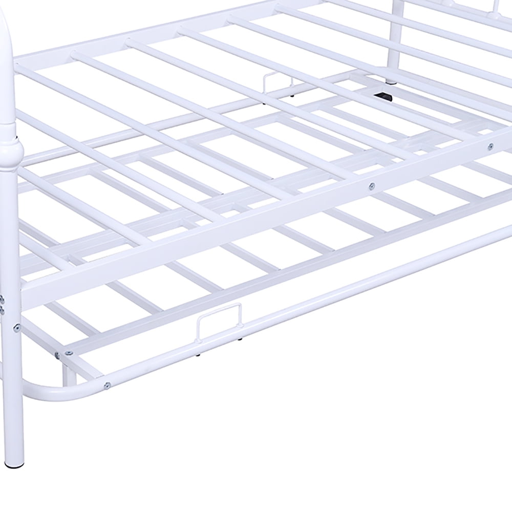 Kepooman White Modern Metal Frame Daybed with Trundle Kepooman White Modern Metal Frame Daybed with Trundle