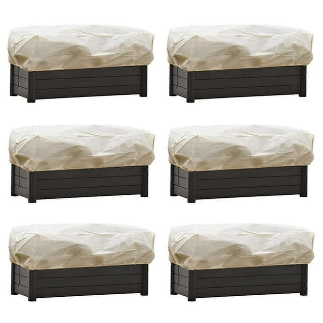 Maceta rectangular para plantas, manta antihielo con cremallera y cordón ajustable para exteriores, 150 x 40 x 45 cm, paquete de 6 unidades.