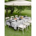 thumbnail image 4 of Outdoor Tablecloth with Umbrella Hole for Patio/Picnic/Party/Camping, Grey Coastal Waterproof Table Cloth Rectangle Table Cover Washable, Modern Oil Painting Starfish Coral Shell (60"x 102"), 4 of 9