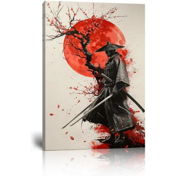 Japanese Samurai Wall Art Prints Samurai Pictures Wall Decor Armored Samurai Canvas Painting Vintage Warrior Wall Art Unframed for Living Room Bathroom Bedroom Office Home Decor