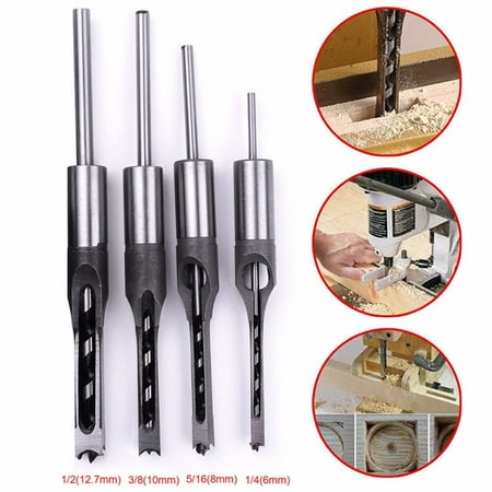

Tiitstoy 4 Pcs Square Hole Saw Mortise Drill Bit Set Mortising Chisel Woodworking Tool