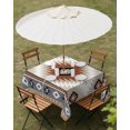 thumbnail image 3 of Outdoor Tablecloth with Umbrella Hole, Brown Gray Boho Spillproof Waterproof Outdoor Table Cover, Southwestern Ethnic Abstract Geometric Patio Tablecloths for Party/Garden/Picnic, Square 54"x54", 3 of 9